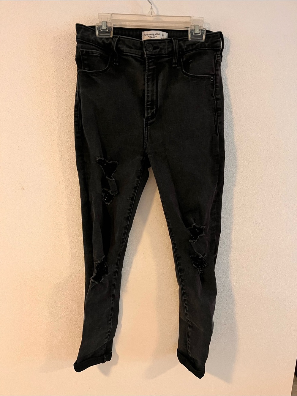 Abercrombie & Fitch Black Distressed Skinny Jeans
